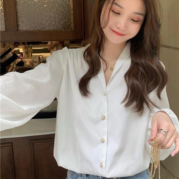 Vネックパールボタンブラウス 4689-画像14-韓国ファッション通販POPREA［ポップリア］