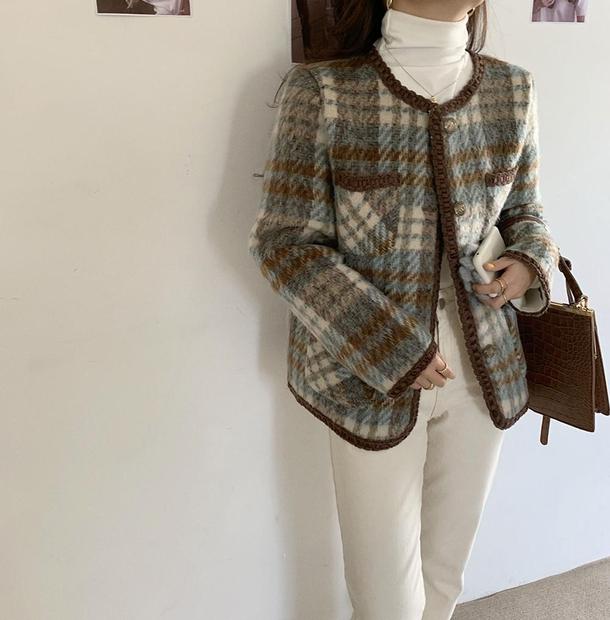 チェック柄ウールショートジャケット 4806-画像14-韓国ファッション通販POPREA［ポップリア］