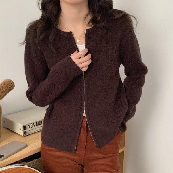 ラウンドネックジッパーカーディガン 4968-画像14-韓国ファッション通販POPREA［ポップリア］