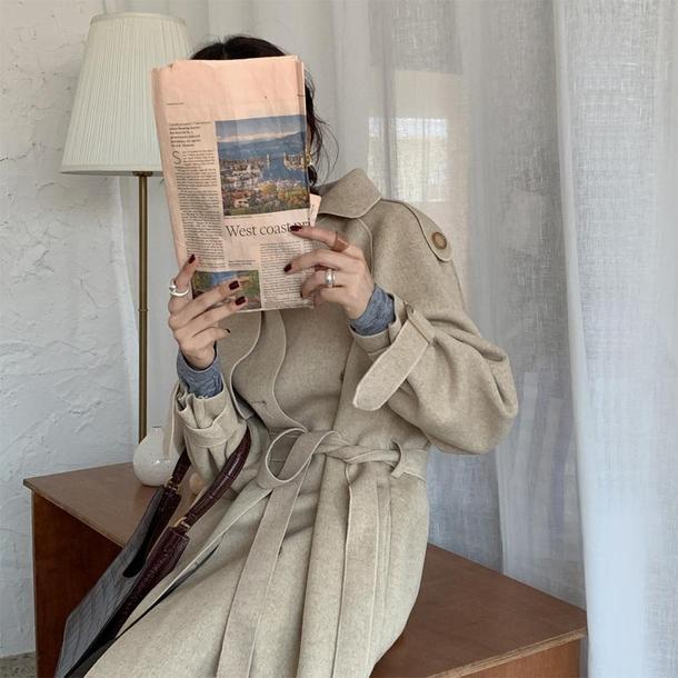 ダブルブレストベルトロングコート 4906-画像14-韓国ファッション通販POPREA［ポップリア］