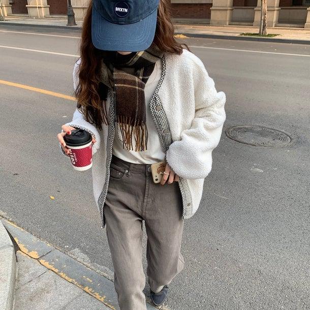 リバーシブルチェックボアジャケット 4934-画像15-韓国ファッション通販POPREA［ポップリア］