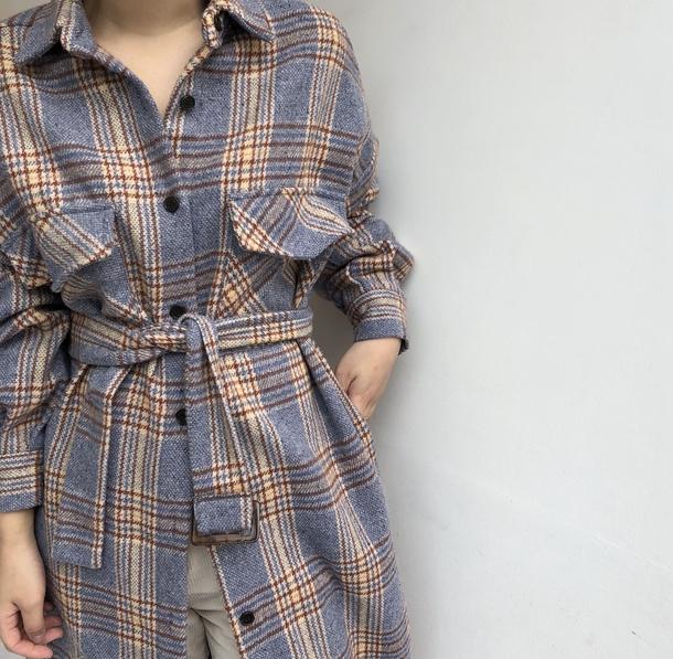 チェック柄ロングシャツ 4746-画像15-韓国ファッション通販POPREA［ポップリア］