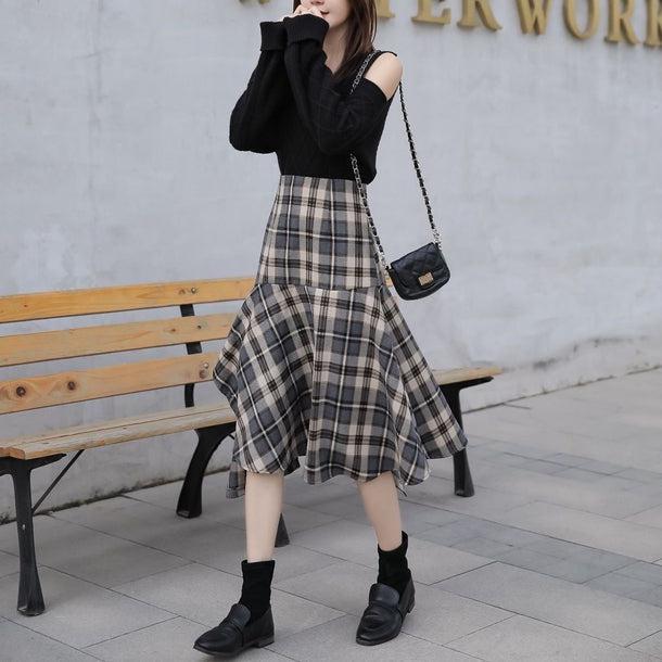 マーメイドフレアチェックスカート 5062-画像15-韓国ファッション通販POPREA［ポップリア］