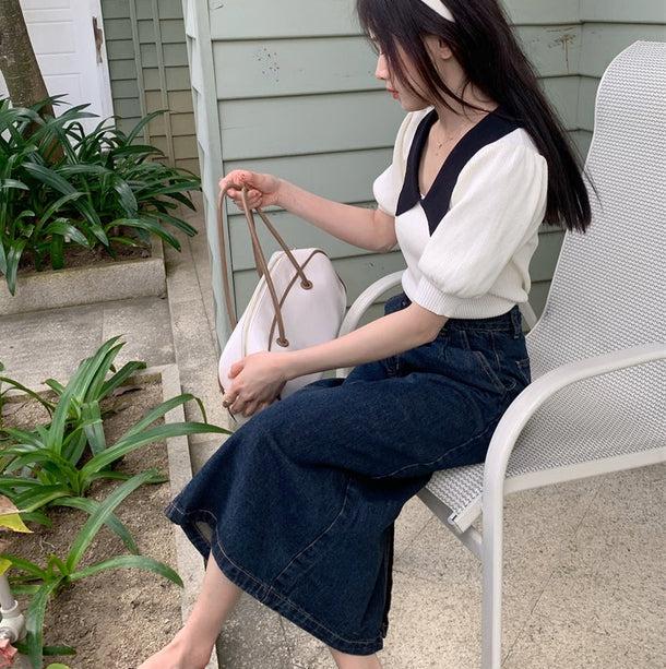 パフスリーブポロリブトップス﻿ 5138-画像15-韓国ファッション通販POPREA［ポップリア］