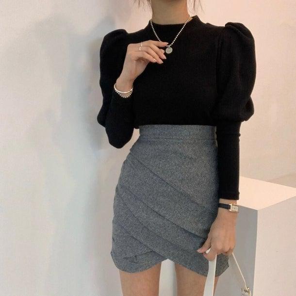 ぷちハイネックパフスリーブニット 4992-画像15-韓国ファッション通販POPREA［ポップリア］