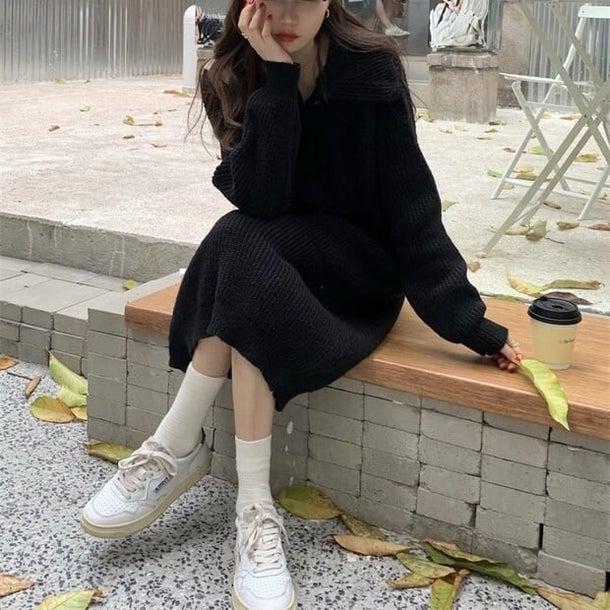 ワッフルミディニットワンピース 4933-画像15-韓国ファッション通販POPREA［ポップリア］