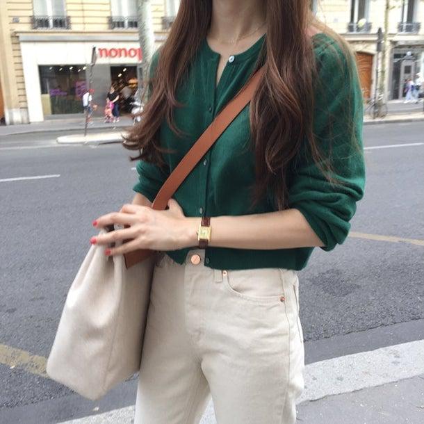 ラウンドネックショートカーディガン 4972-画像15-韓国ファッション通販POPREA［ポップリア］