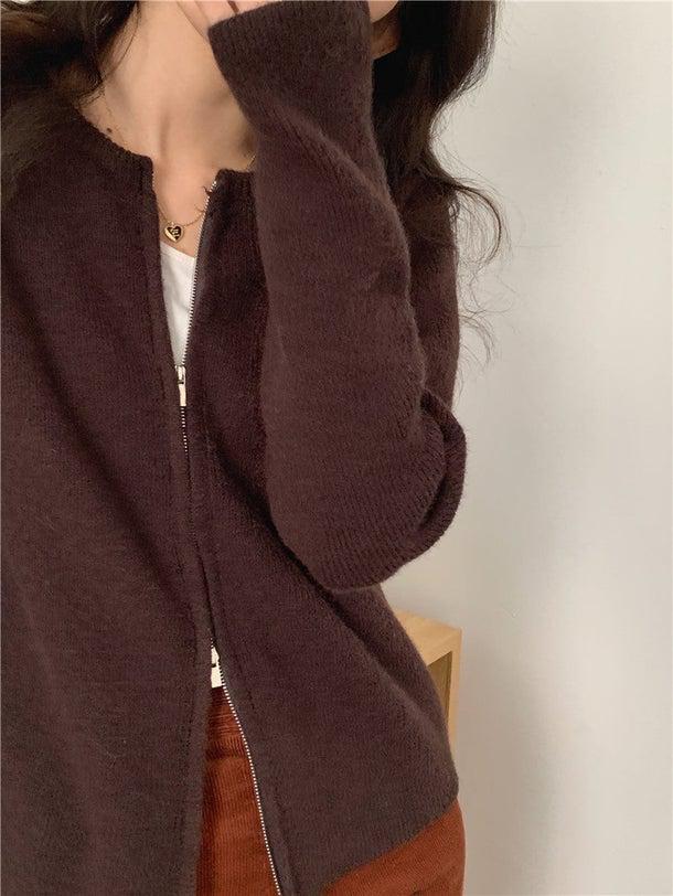 ラウンドネックジッパーカーディガン 4968-画像15-韓国ファッション通販POPREA［ポップリア］