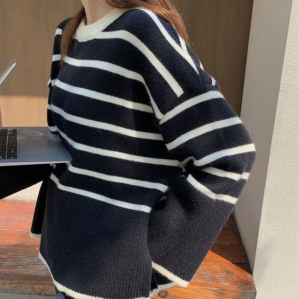 ベルスリーブボーダーニット 4804-画像15-韓国ファッション通販POPREA［ポップリア］