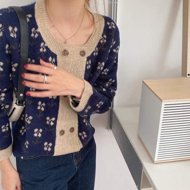 ダブルボタンフラワーカーディガン 4801-画像15-韓国ファッション通販POPREA［ポップリア］