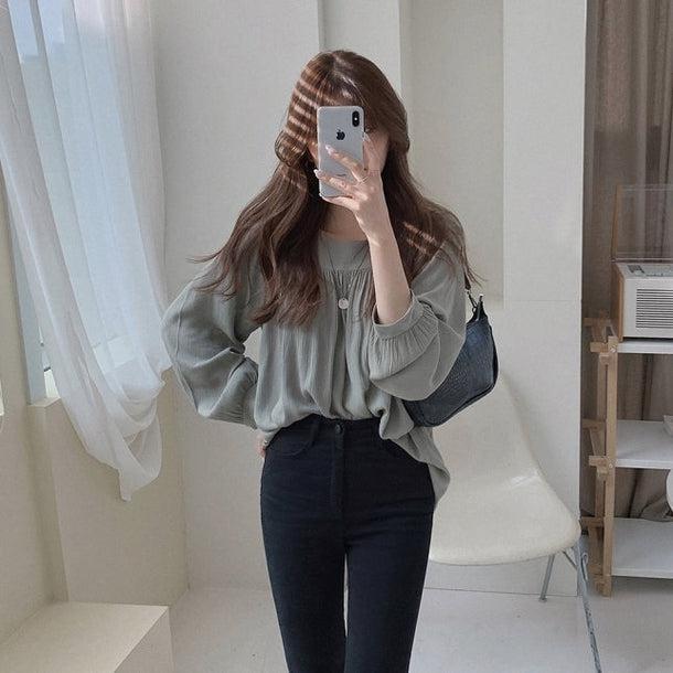 ルーズドレープシフォンブラウス 5172-画像15-韓国ファッション通販POPREA［ポップリア］