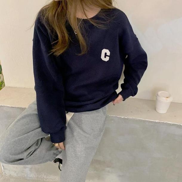 ワッフルCロゴプルオーバー 4928-画像15-韓国ファッション通販POPREA［ポップリア］