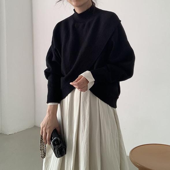 ハイネックフロントクロスニット 4856-画像15-韓国ファッション通販POPREA［ポップリア］