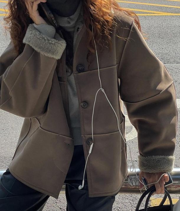 ムートンタッチブラウンジャケット 4886-画像15-韓国ファッション通販POPREA［ポップリア］