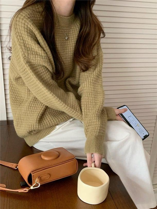 ワッフルベーシックプルオーバー 4958-画像15-韓国ファッション通販POPREA［ポップリア］