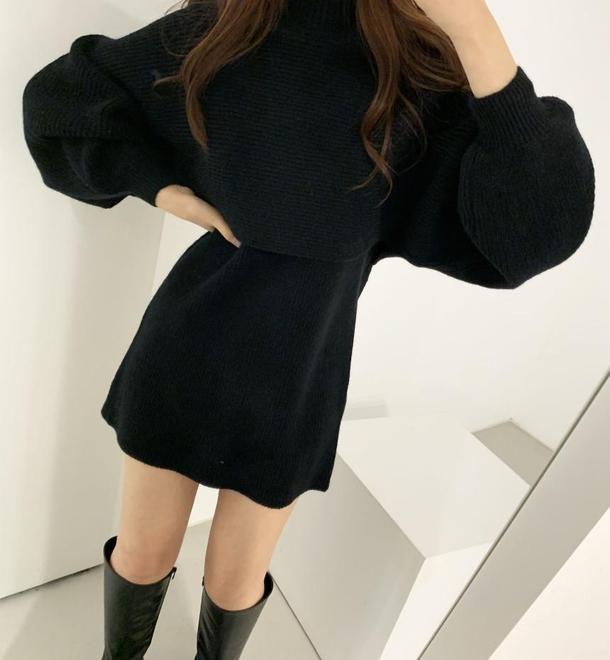 ハイネックニットトップス＆ミニワンピース 4815-画像16-韓国ファッション通販POPREA［ポップリア］