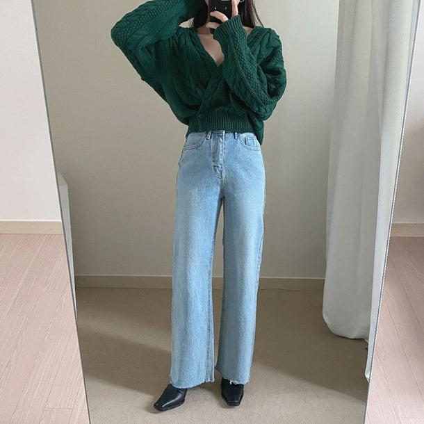 Vネックツイスト編みワンボタンニット 5061-画像16-韓国ファッション通販POPREA［ポップリア］