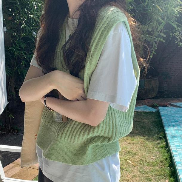 Vネックリブニットベスト 5112-画像16-韓国ファッション通販POPREA［ポップリア］