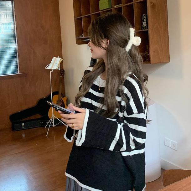 ベルスリーブボーダーニット 4804-画像16-韓国ファッション通販POPREA［ポップリア］