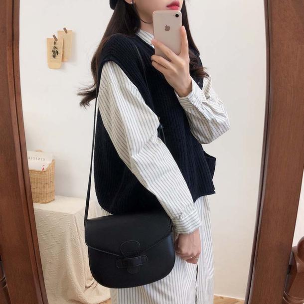 ショート丈ニットベスト＆ストライプワンピース 4745-画像16-韓国ファッション通販POPREA［ポップリア］