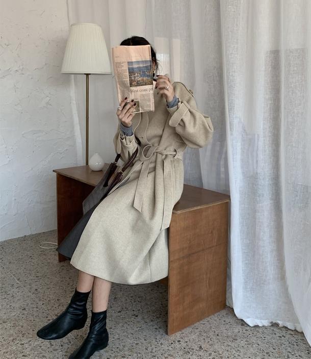 ダブルブレストベルトロングコート 4906-画像16-韓国ファッション通販POPREA［ポップリア］