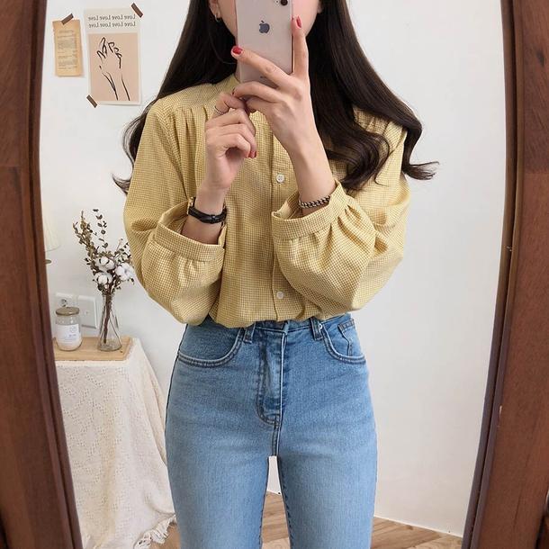 チェック柄ロングスリーブシャツ 4743-画像16-韓国ファッション通販POPREA［ポップリア］