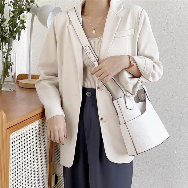 レザー調ポータブルバケットバッグ 4835-画像16-韓国ファッション通販POPREA［ポップリア］