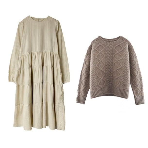 レトロツイストニットワンピースセット 4937-画像16-韓国ファッション通販POPREA［ポップリア］