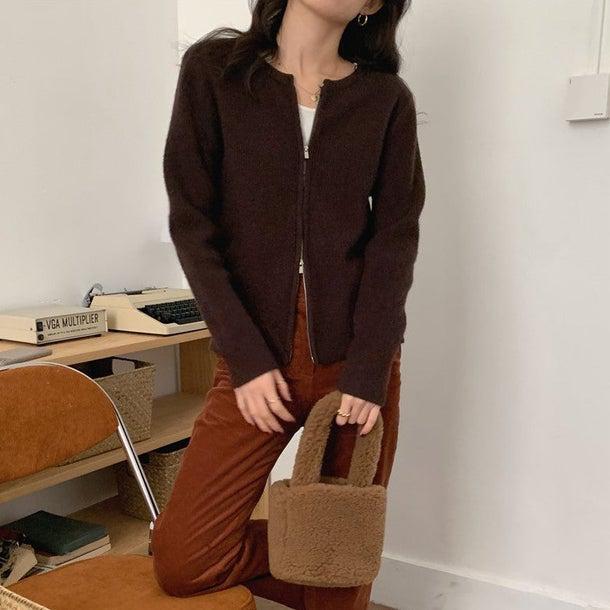 ラウンドネックジッパーカーディガン 4968-画像16-韓国ファッション通販POPREA［ポップリア］