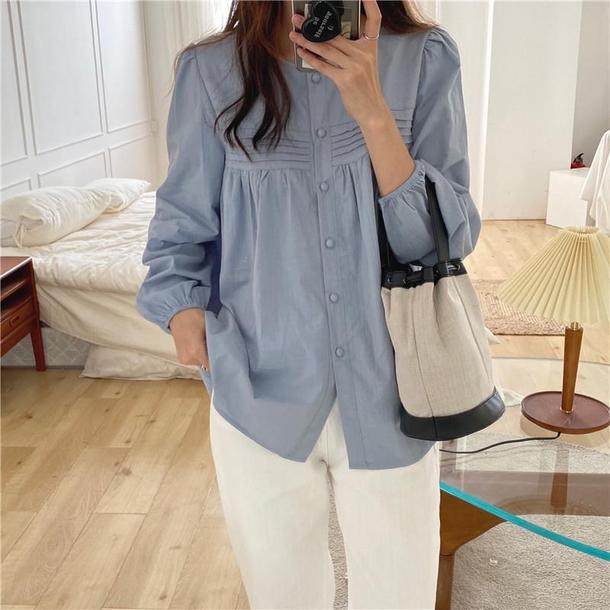 ベーシックピンタックシャツ 4744-画像16-韓国ファッション通販POPREA［ポップリア］