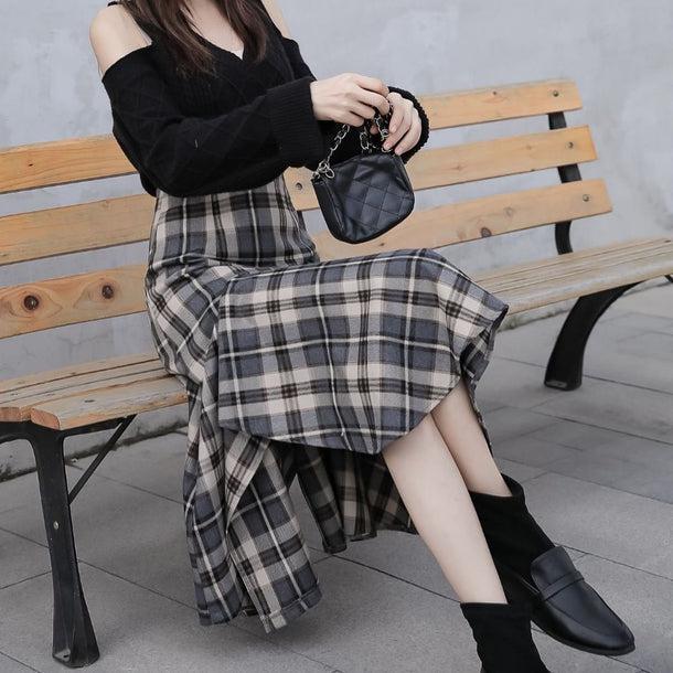 マーメイドフレアチェックスカート 5062-画像16-韓国ファッション通販POPREA［ポップリア］