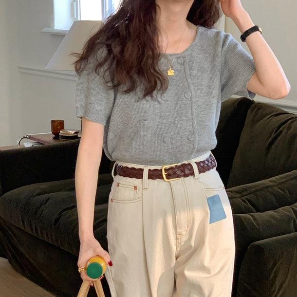 ノーカラーダブルボタンニット 5228-画像17-韓国ファッション通販POPREA［ポップリア］