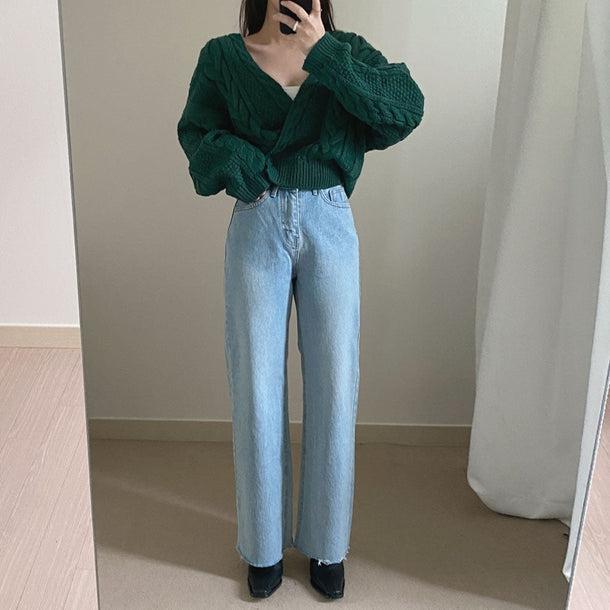 Vネックツイスト編みワンボタンニット 5061-画像17-韓国ファッション通販POPREA［ポップリア］