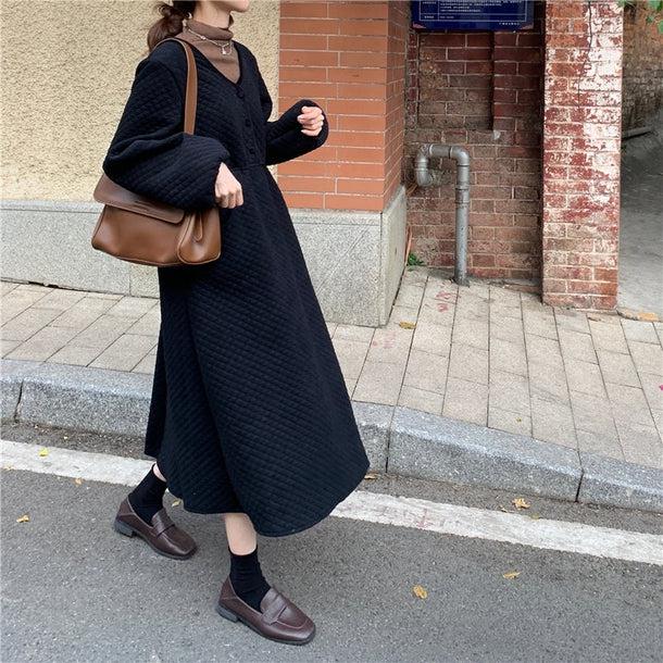 Vネックキルティングワンピース 5033-画像17-韓国ファッション通販POPREA［ポップリア］