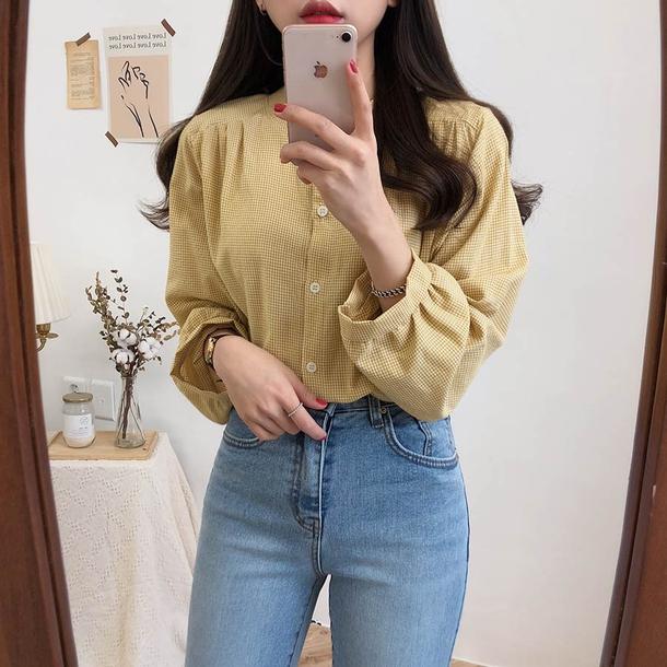 チェック柄ロングスリーブシャツ 4743-画像17-韓国ファッション通販POPREA［ポップリア］