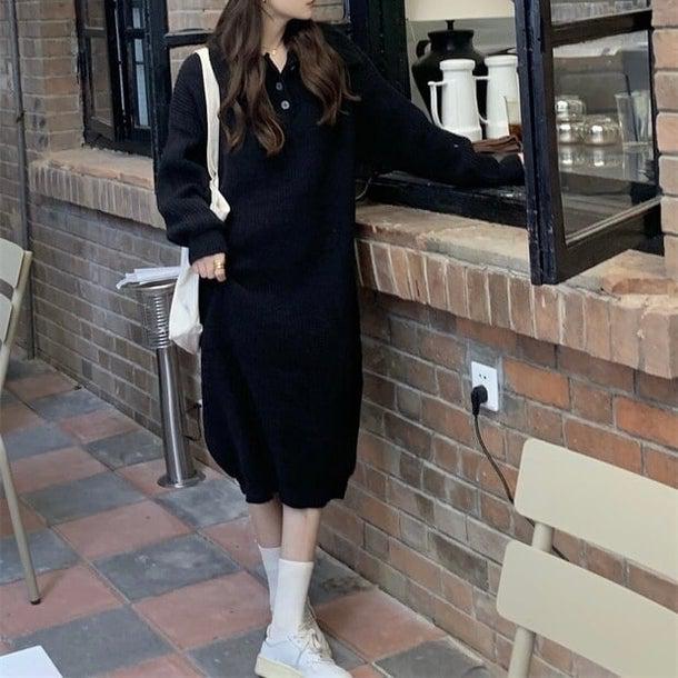 ワッフルミディニットワンピース 4933-画像17-韓国ファッション通販POPREA［ポップリア］