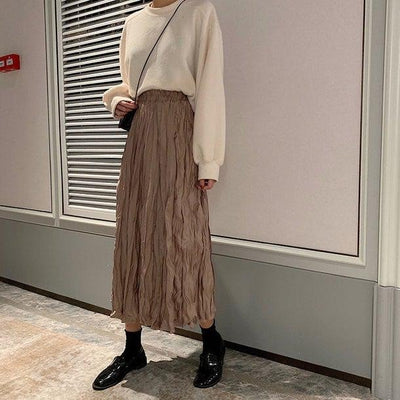 変形ランダムプリーツロングスカート 4969-画像17-韓国ファッション通販POPREA［ポップリア］
