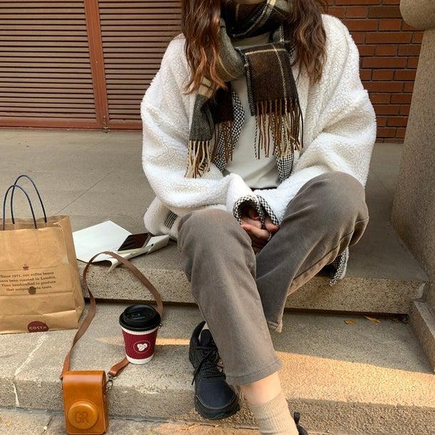 リバーシブルチェックボアジャケット 4934-画像17-韓国ファッション通販POPREA［ポップリア］