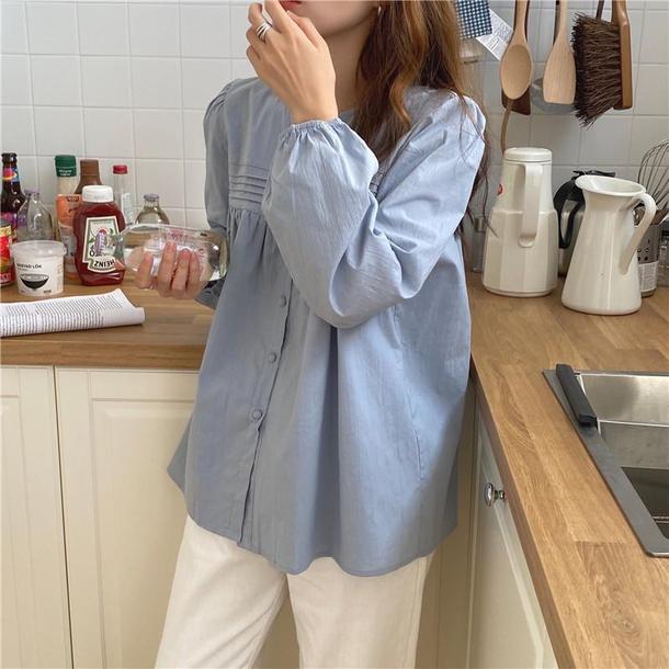 ベーシックピンタックシャツ 4744-画像18-韓国ファッション通販POPREA［ポップリア］