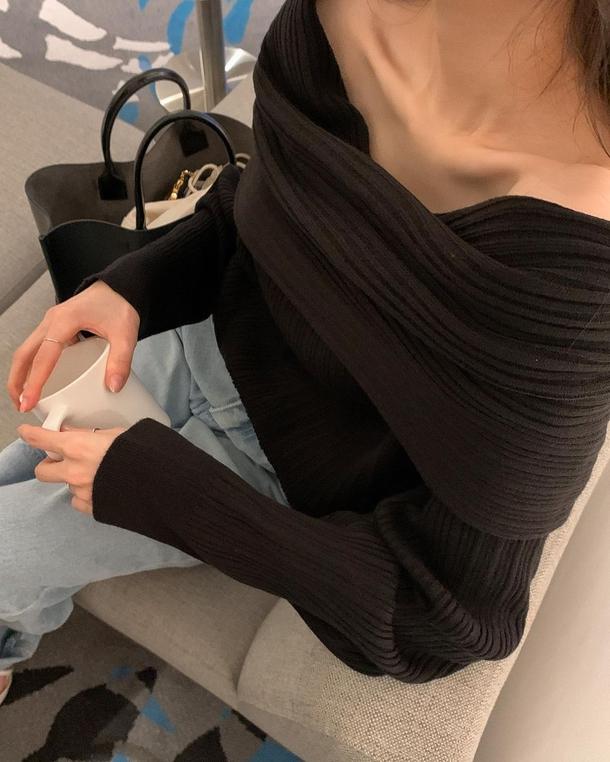 ベーシックオフショルダーリブニット 4788-画像18-韓国ファッション通販POPREA［ポップリア］