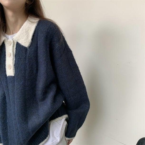 ルーズポロニット 4976-画像18-韓国ファッション通販POPREA［ポップリア］