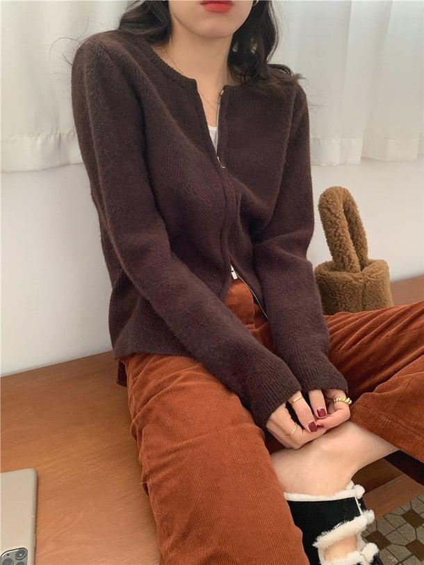 ラウンドネックジッパーカーディガン 4968-画像18-韓国ファッション通販POPREA［ポップリア］