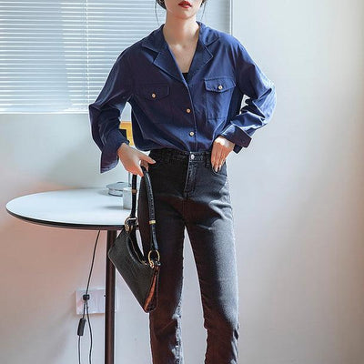 ベーシックオープンカラーシャツ 5090-画像18-韓国ファッション通販POPREA［ポップリア］
