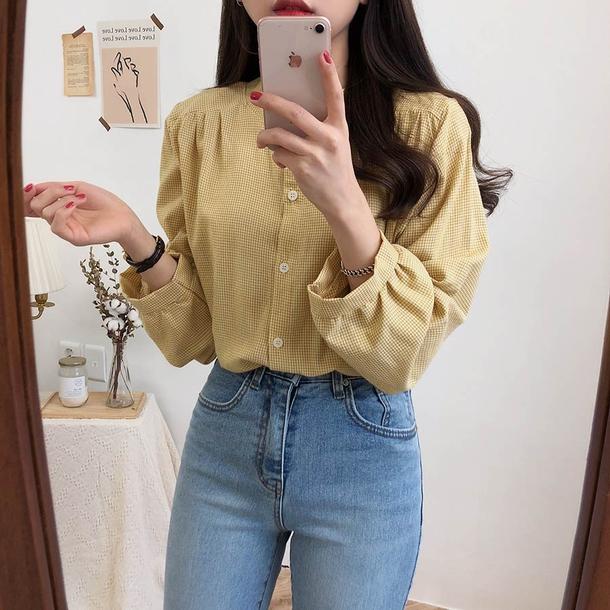 チェック柄ロングスリーブシャツ 4743-画像18-韓国ファッション通販POPREA［ポップリア］