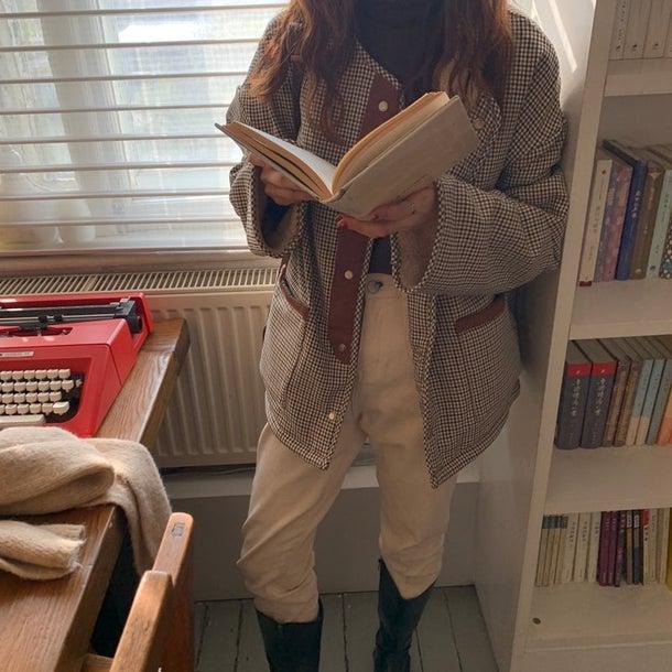 リバーシブルチェックボアジャケット 4934-画像19-韓国ファッション通販POPREA［ポップリア］