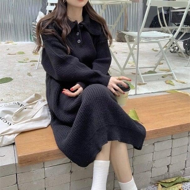 ワッフルミディニットワンピース 4933-画像19-韓国ファッション通販POPREA［ポップリア］