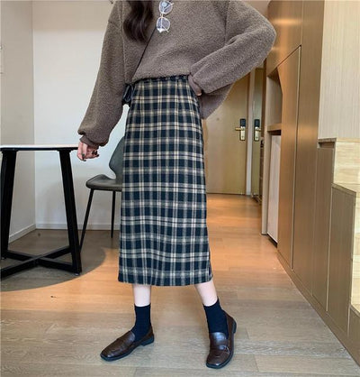レトロチェックハイウエストミディスカート 4706-画像19-韓国ファッション通販POPREA［ポップリア］