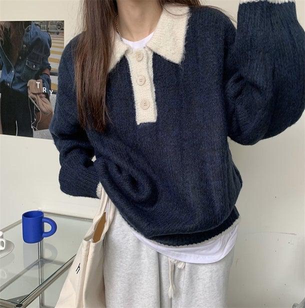 ルーズポロニット 4976-画像20-韓国ファッション通販POPREA［ポップリア］