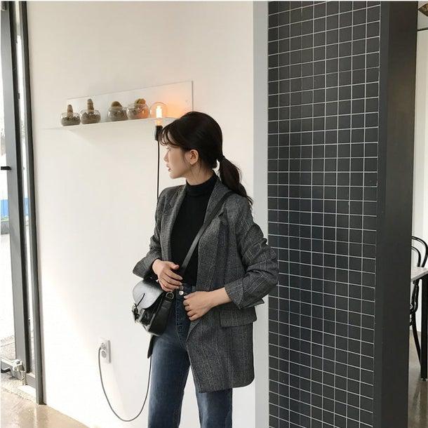 グレンチェックテーラードジャケット 4971-画像20-韓国ファッション通販POPREA［ポップリア］