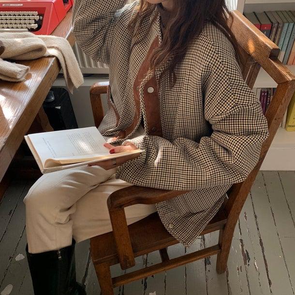 リバーシブルチェックボアジャケット 4934-画像20-韓国ファッション通販POPREA［ポップリア］